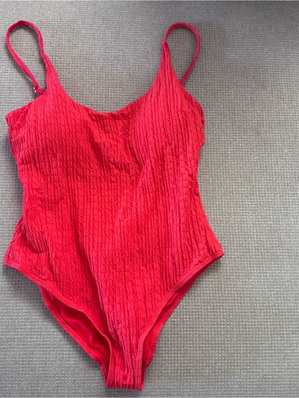 VILA Bright Red pink Textured swimsuit medium NWOT